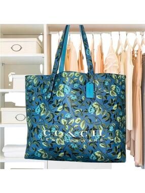 COACH Floral Print Coach Highline Tote Slate/Silver One Size